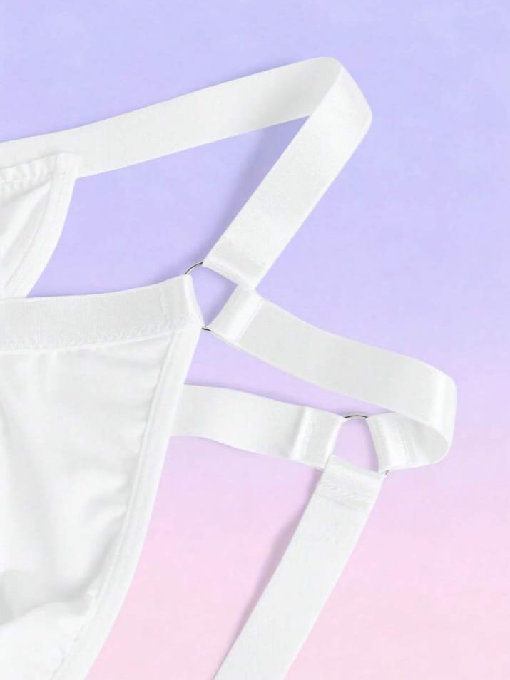 Men's Solid Color Ring Connected Hollow Sexy Briefs Underwear